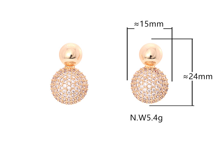 Brincos Esfera Lisa e Cravejada XYE105141