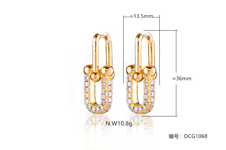 Brincos Elos Luxo Inspiracao dourado DCG1068