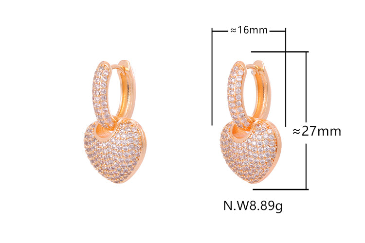 Brincos Coracoes Cravejados DCG0052