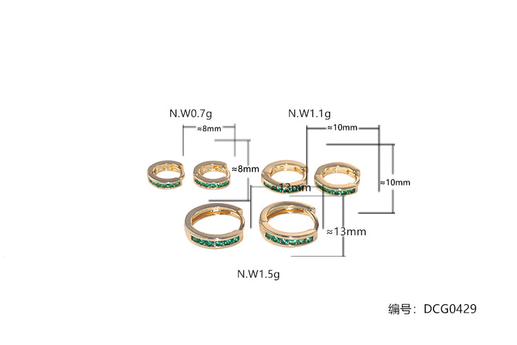 Trio de Argolinhas cravejadas Esmeralda DCG0429
