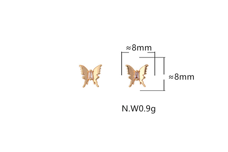 Brincos Borboletas Lisa com Zirconia Central XYS101946-2