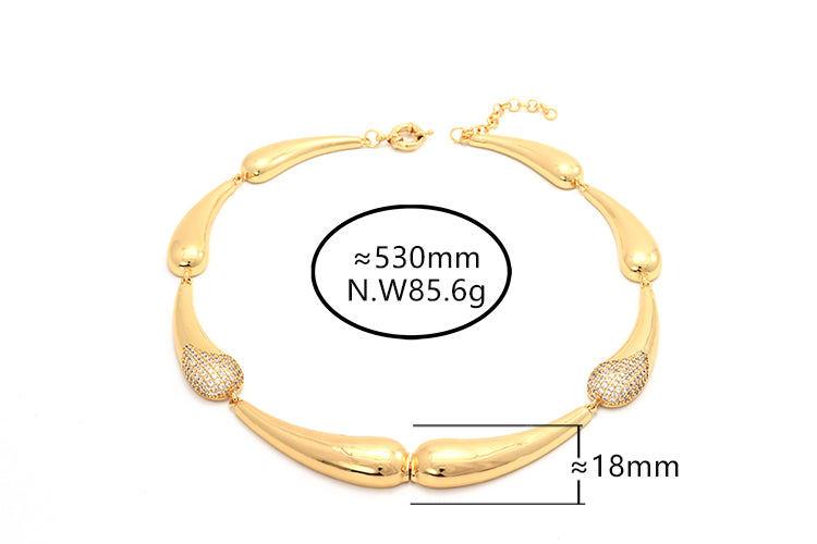 Chocker gotas lisas e pontas cravejadas XYS101614