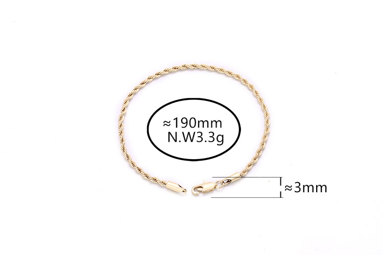 Pulseira Cordao Baiano 3mm DCG0199