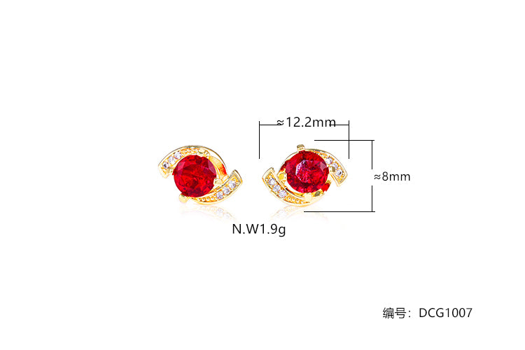 Brincos Cravejados Rubi DCG1007