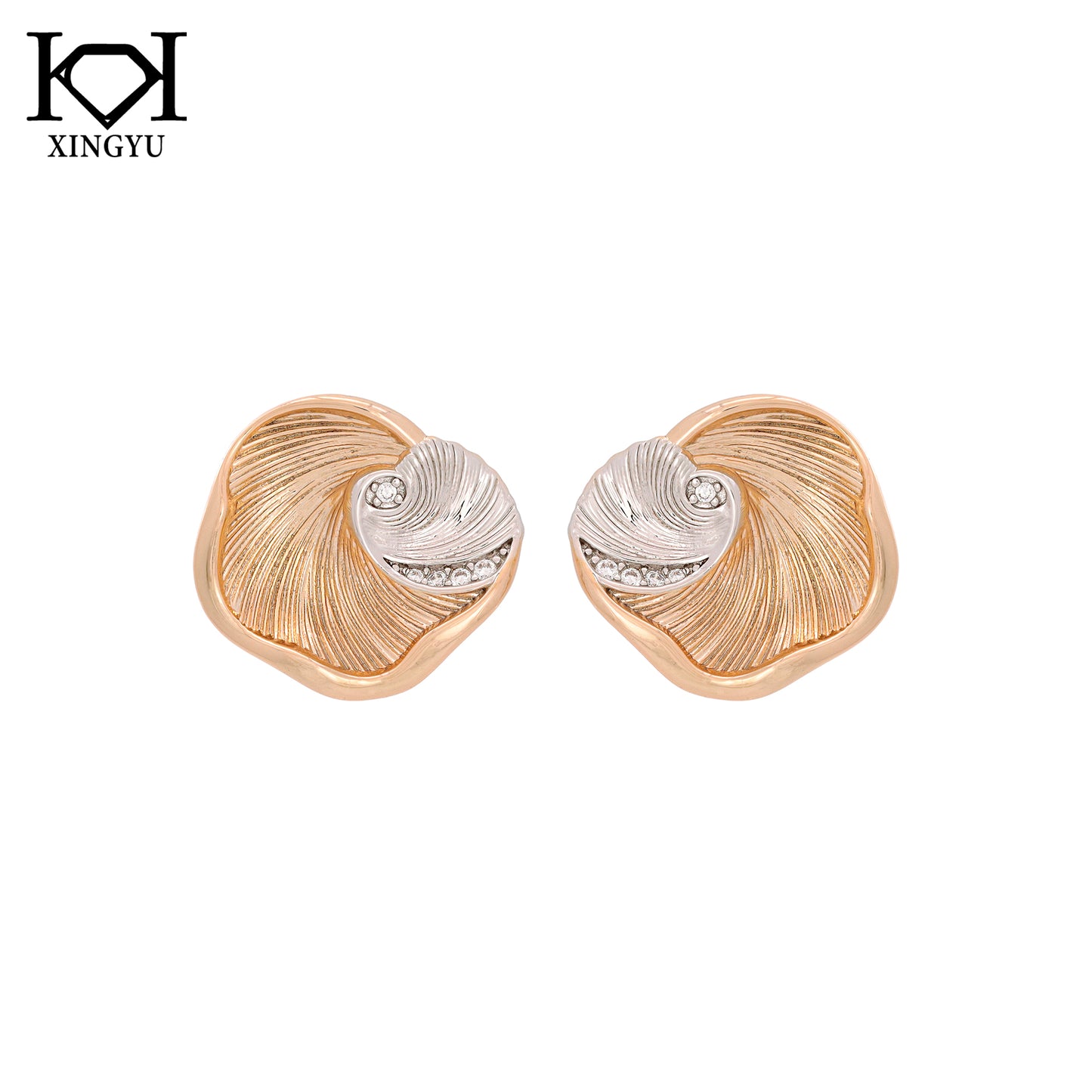 Brincos Folha Dupla Banho XYE105485