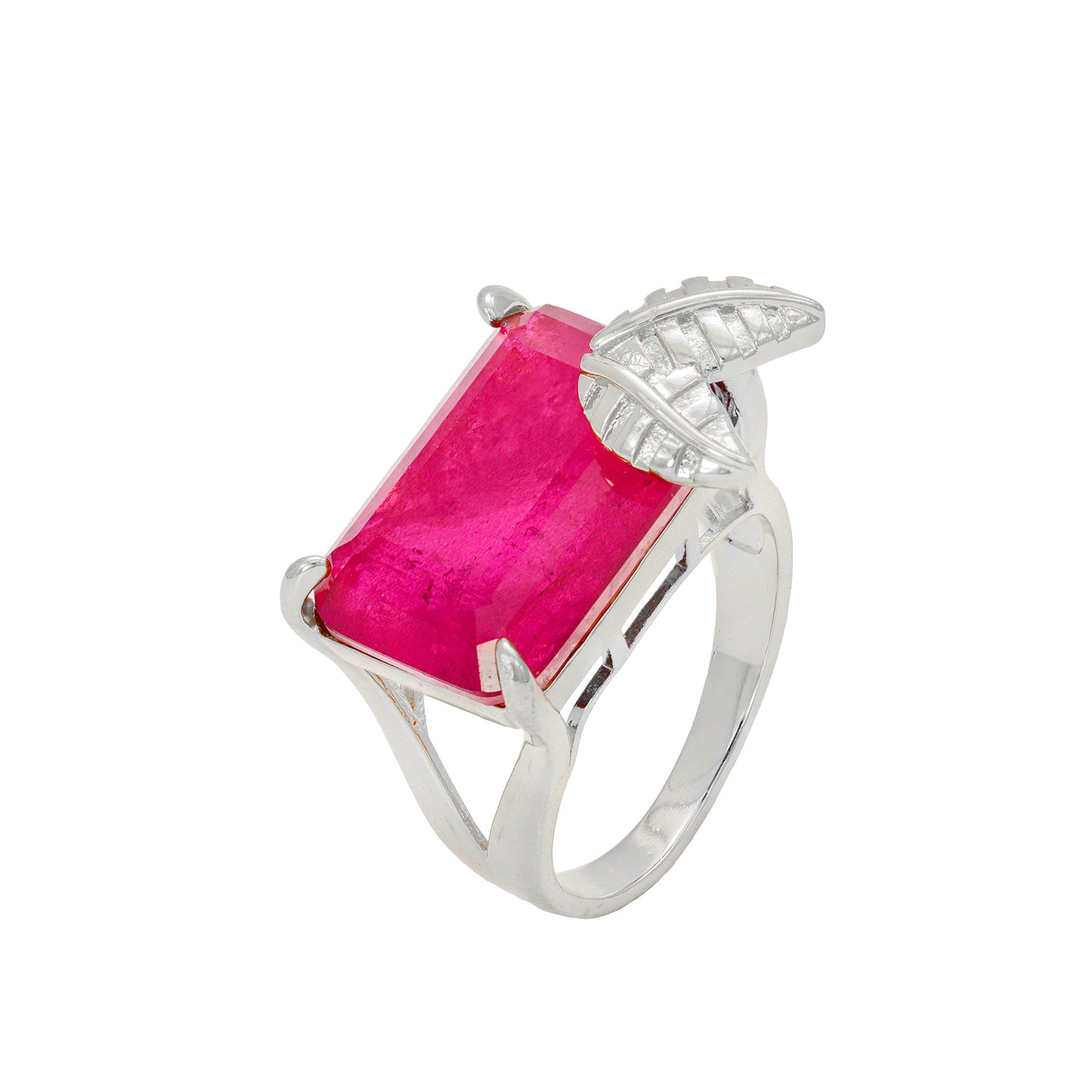 Anel Folha Retangular pedra fusion Colorido - XYS101171