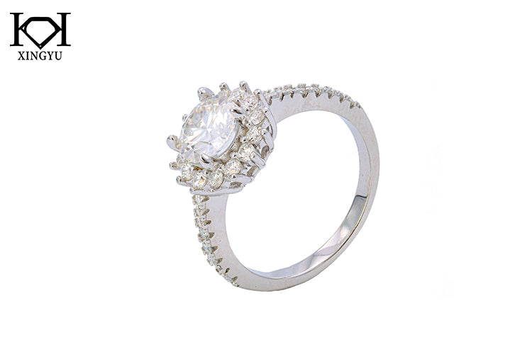 Anel Flor perfeita Prata 925 e moissanite XYR101491