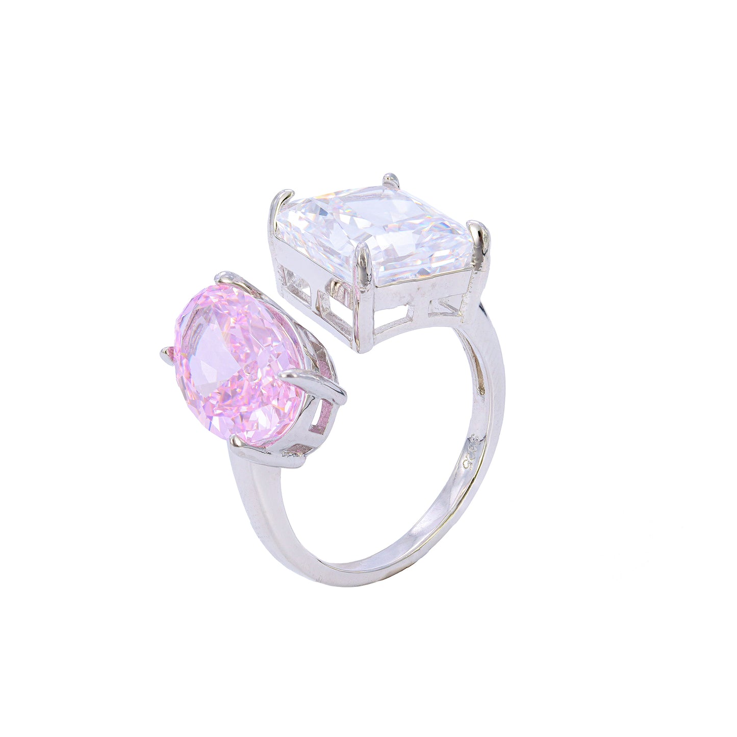Anel Prata 925 pedra dupla ( Diamante de alto Carbono) XYR101487