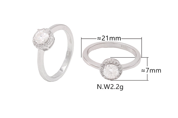 Anel Prata 925 e Moissanite Solitario KRS09355