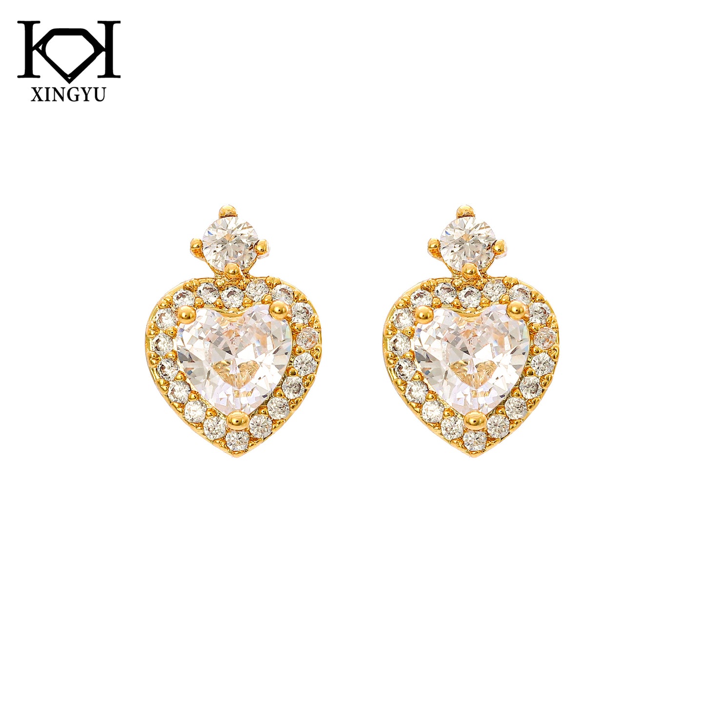 Brincos coracoes cravejados XYE104872