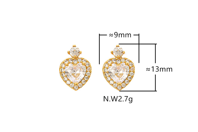 Brincos coracoes cravejados XYE104872