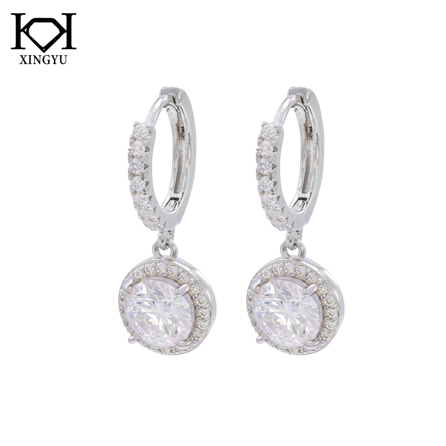 Brincos luxo e Luz Prata 925 e moissanite XYE104918