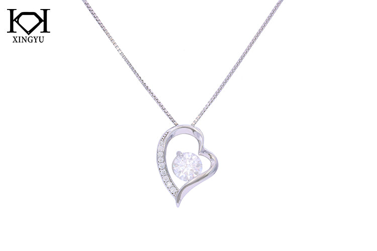 Colar prata coracao 925 e moissanite XYN101353