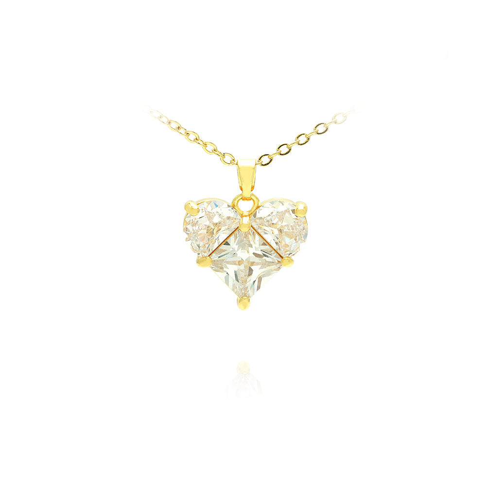 Colar Coração 3 pedras XYN101029