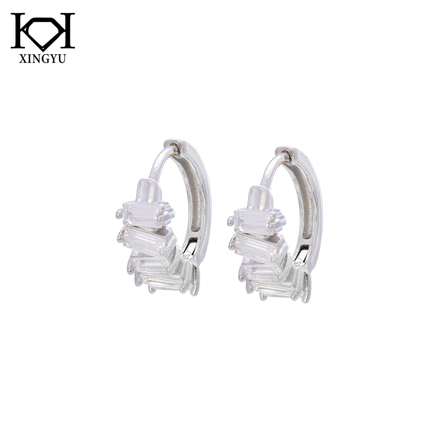 Brincos Argolinhas Prata 925 e Moissanite XYE104911