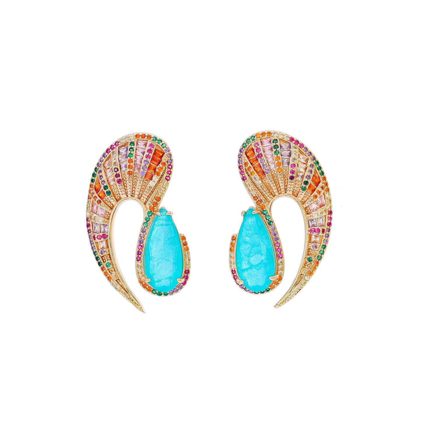 Brincos simétricos de cores misturadas - XYE104657