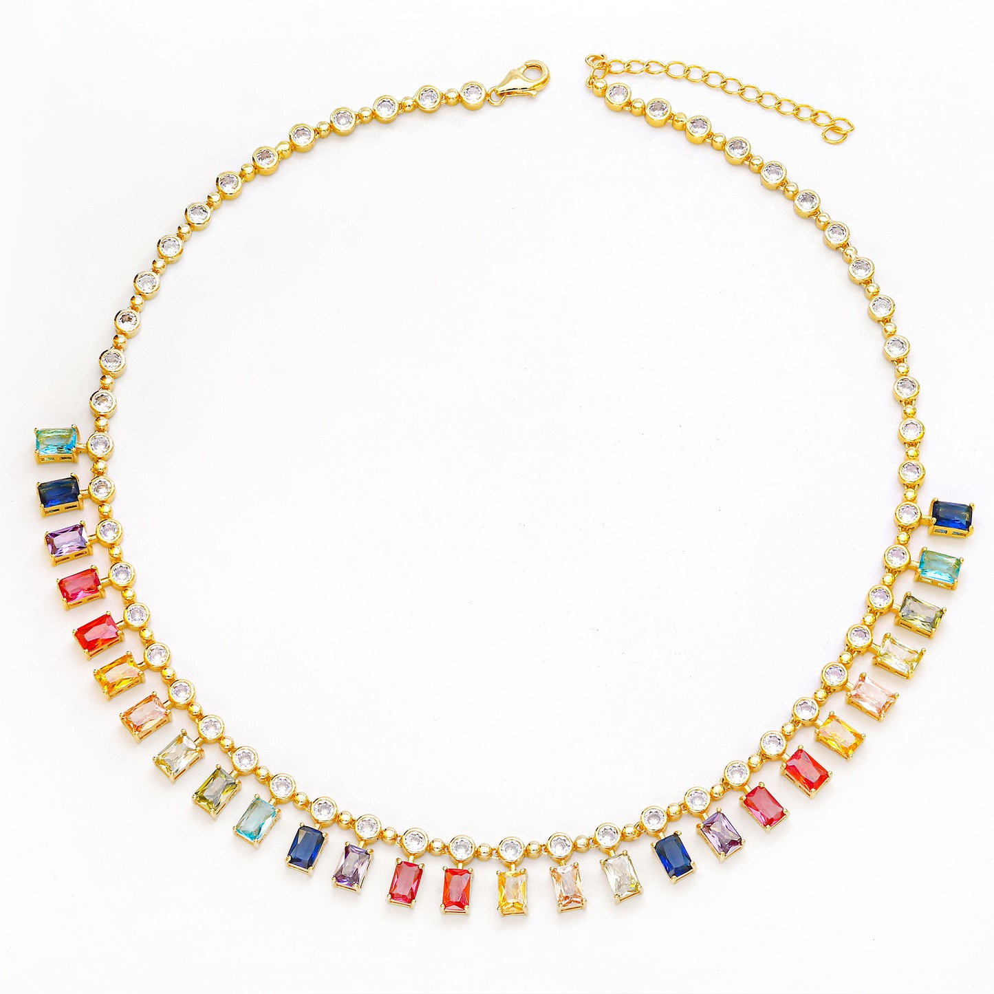 Colar com pingente retangular colorido - XYN101191