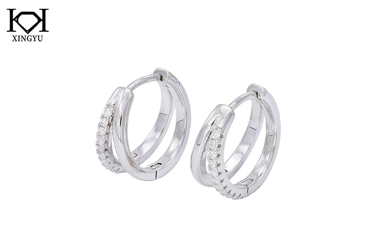 Brincos Argolinha dupla Prata 925 XYE104913