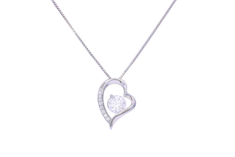 Colar prata coracao 925 e moissanite XYN101353