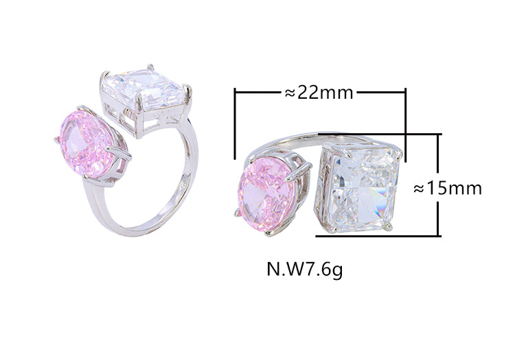 Anel Prata 925 pedra dupla ( Diamante de alto Carbono) XYR101487