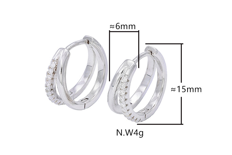 Brincos Argolinha dupla Prata 925 XYE104913