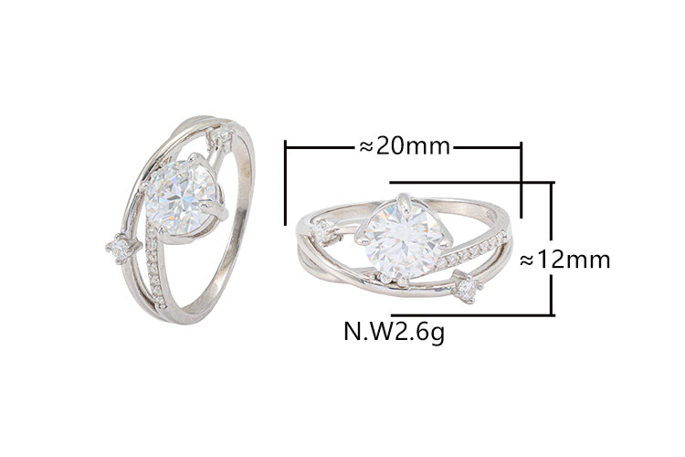 Anel Prata 925 e moissanite XYR101458
