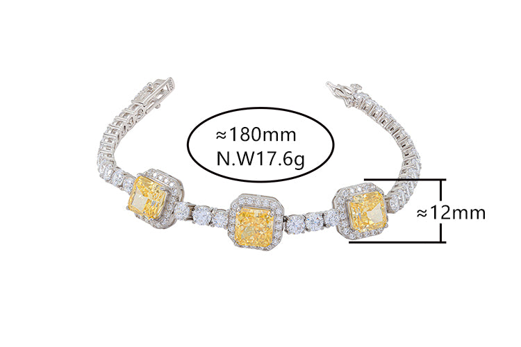 Pulseira Reluzente de alta fusão Cristal e Yellow Fancy - Carbon Diamond XYH101008