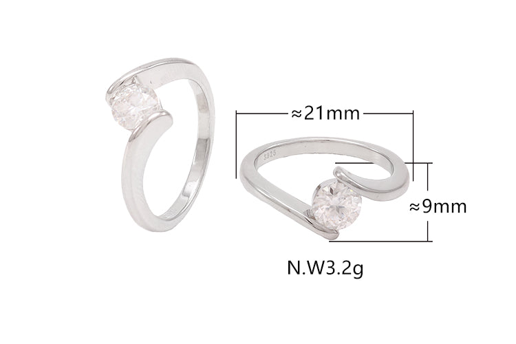Anel Prata 925 e moissanite KRS09526
