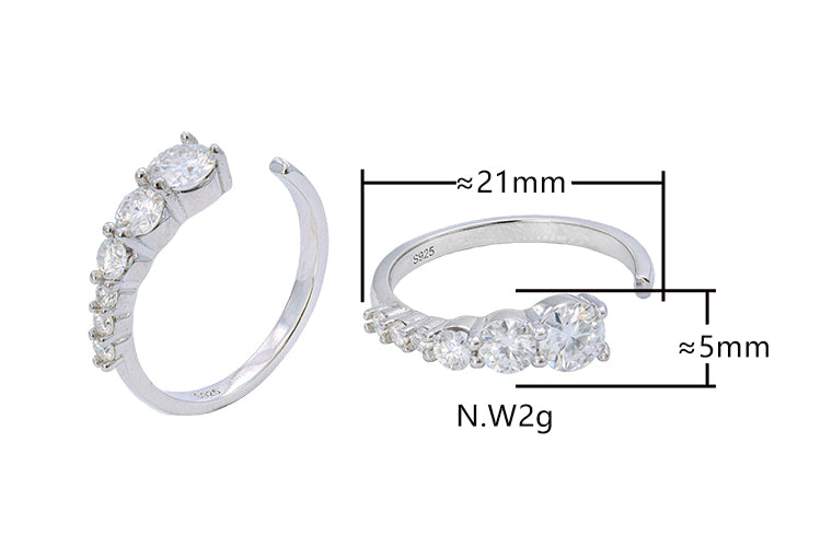 Anel Ajustavel Prata 925 e Moissanite XYR101497