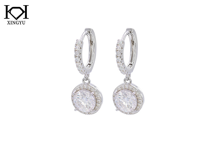 Brincos luxo e Luz Prata 925 e moissanite XYE104918