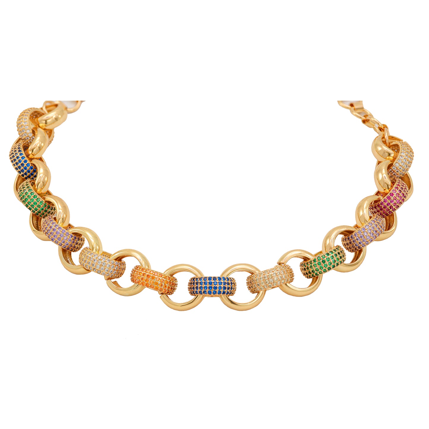 Colar Elos Cravejados Mix de Cores XYH100942