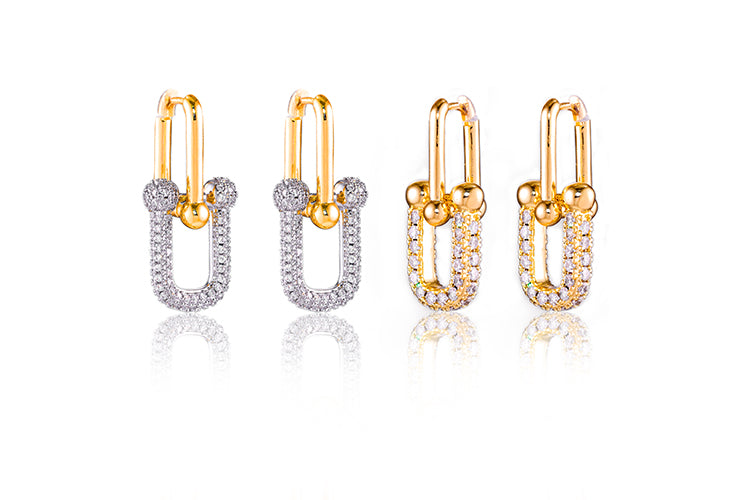 Brincos Elos Luxo Inspiracao dourado DCG1068