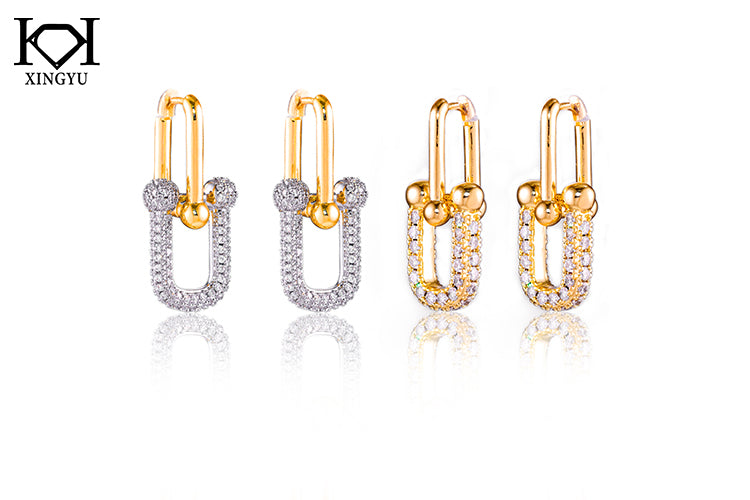 Brincos Elos Luxo Inspiracao dourado DCG1068