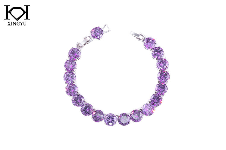 Pulseira Riviera pedras redondas Lavanda DCG0915