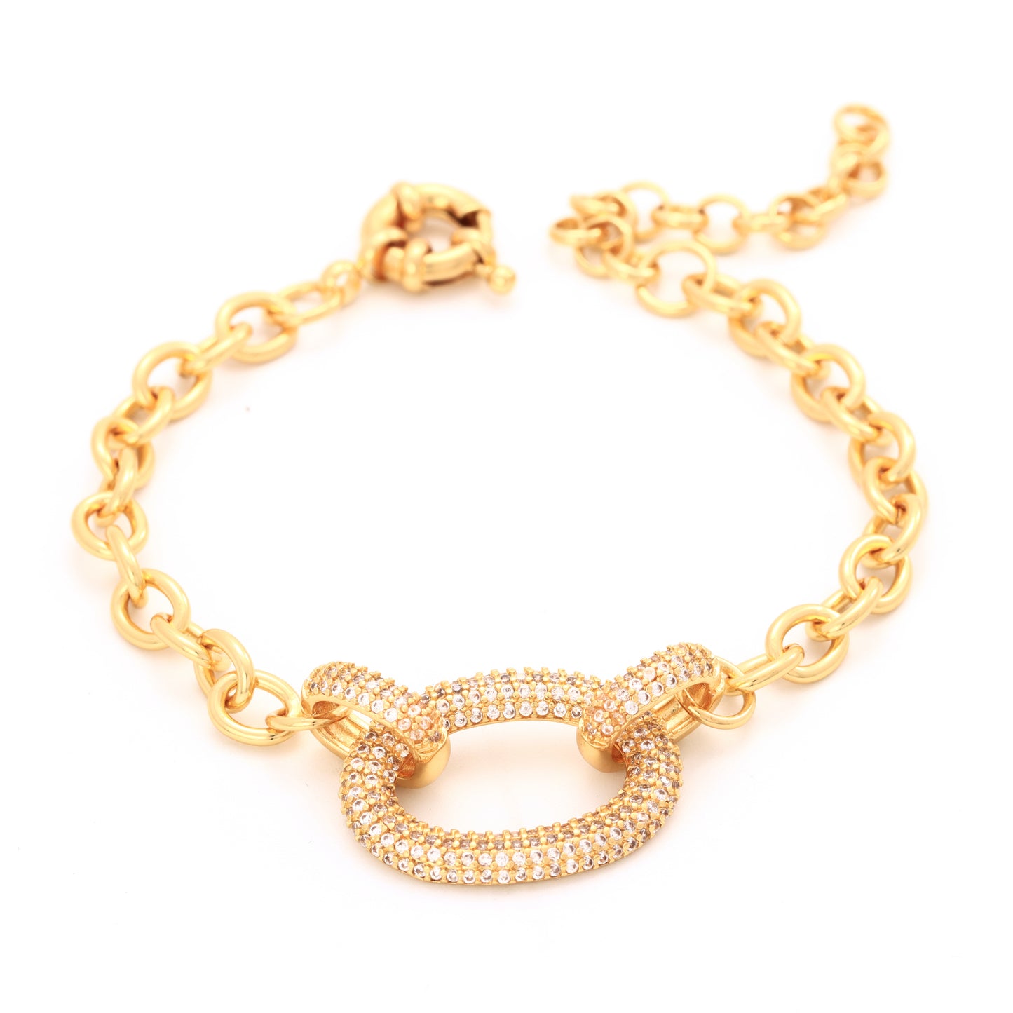 Bracelete elos lisos e Cravejados XYH100723