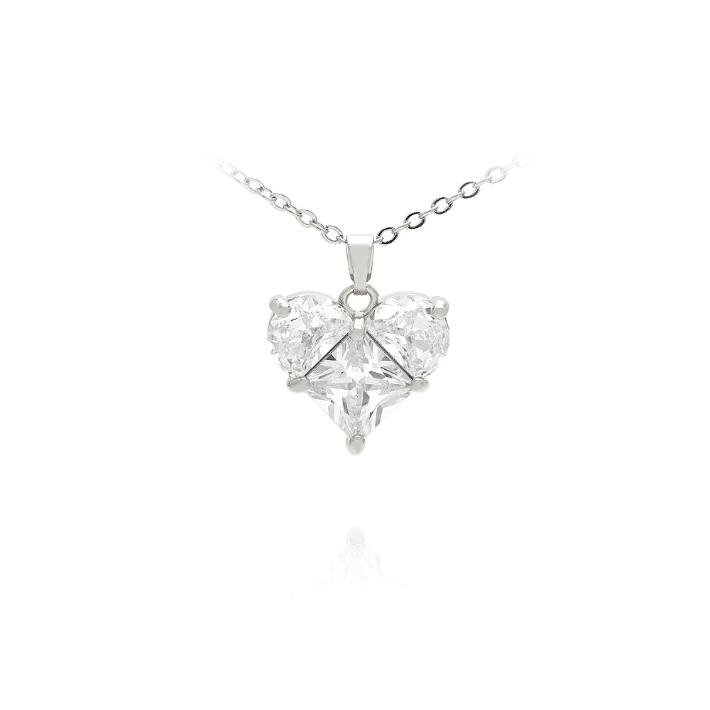 Colar Coração 3 pedras XYN101029