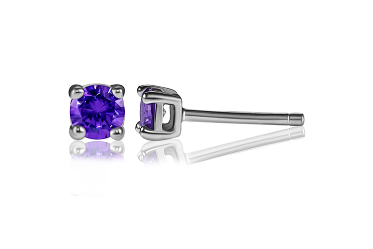 Brinco Solitario purple Lab Grown prata 925 ER-RD3