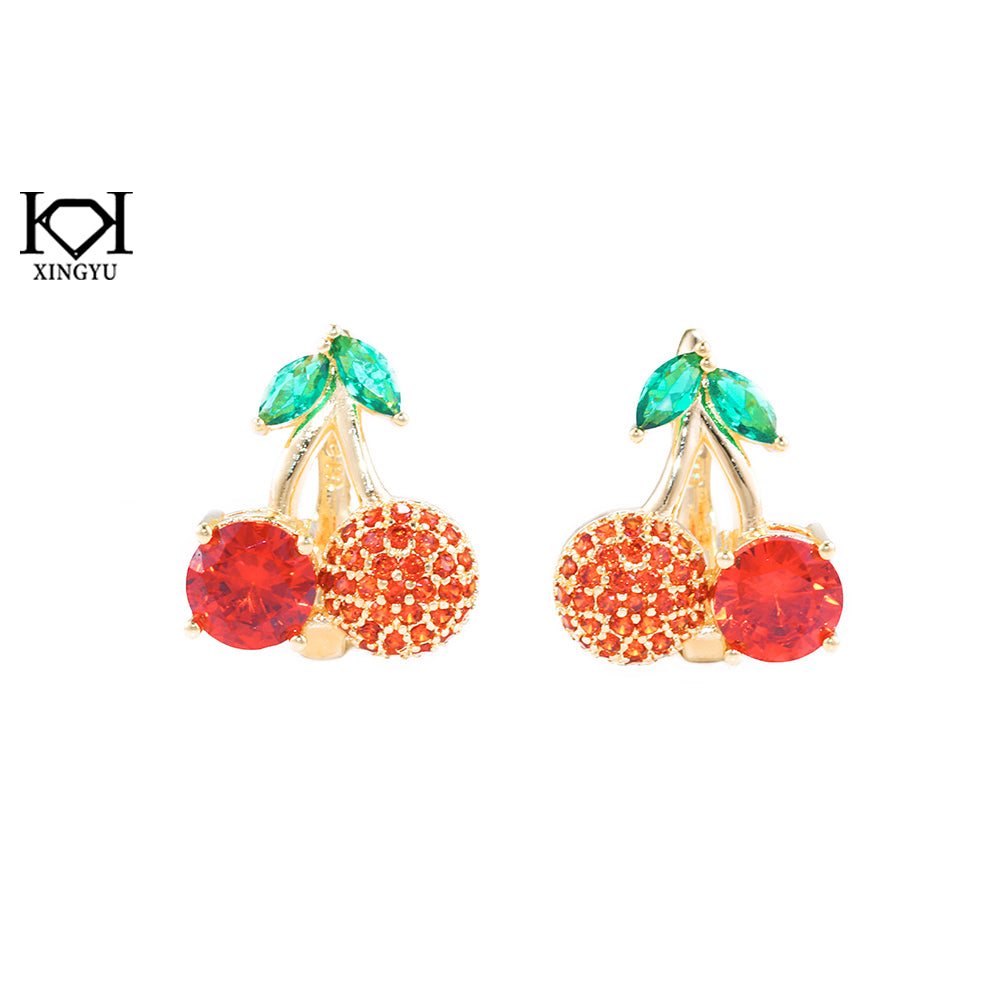 Brincos cerejas lapidadas DCG0872