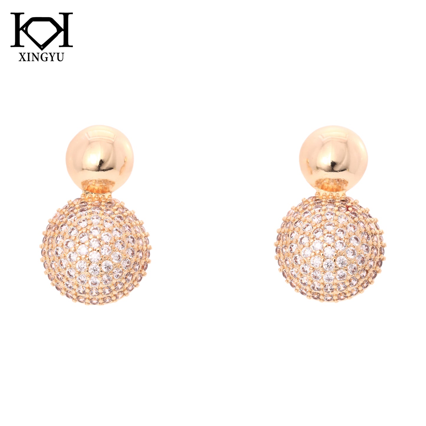 Brincos Esfera Lisa e Cravejada XYE105141