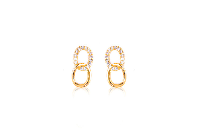 Brincos elos lisos e cravejados DCG1009