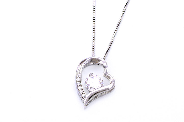 Colar prata coracao 925 e moissanite XYN101353