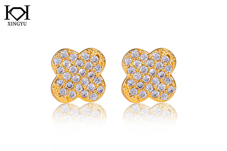 Brincos trevos luxo Cravejados DCG1077