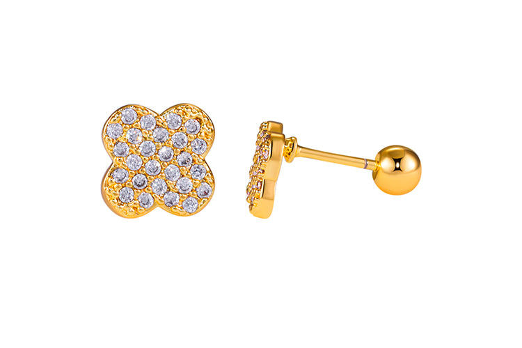 Brincos trevos luxo Cravejados DCG1077