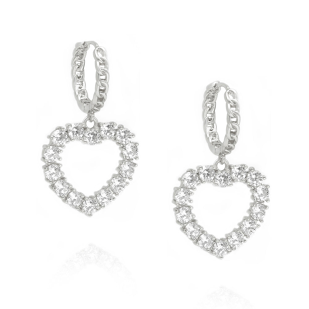 Brinco Argola e coração cravejado XYE104026