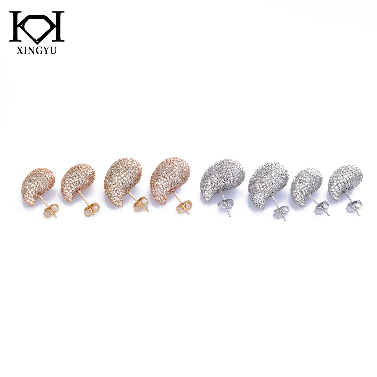 Brincos Duo Gotas Cravejadas XYS101965