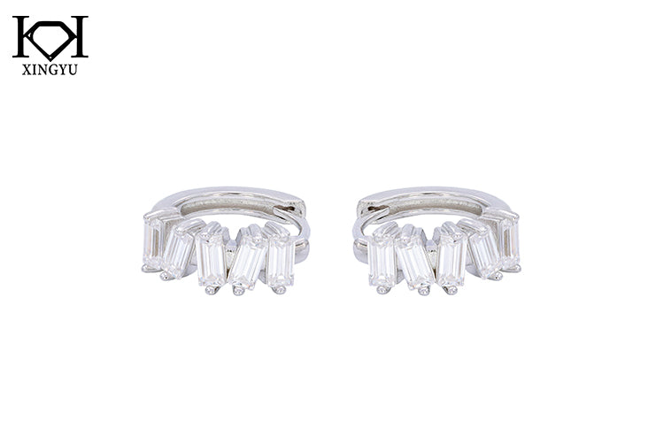Brincos Argolinhas Prata 925 e Moissanite XYE104911