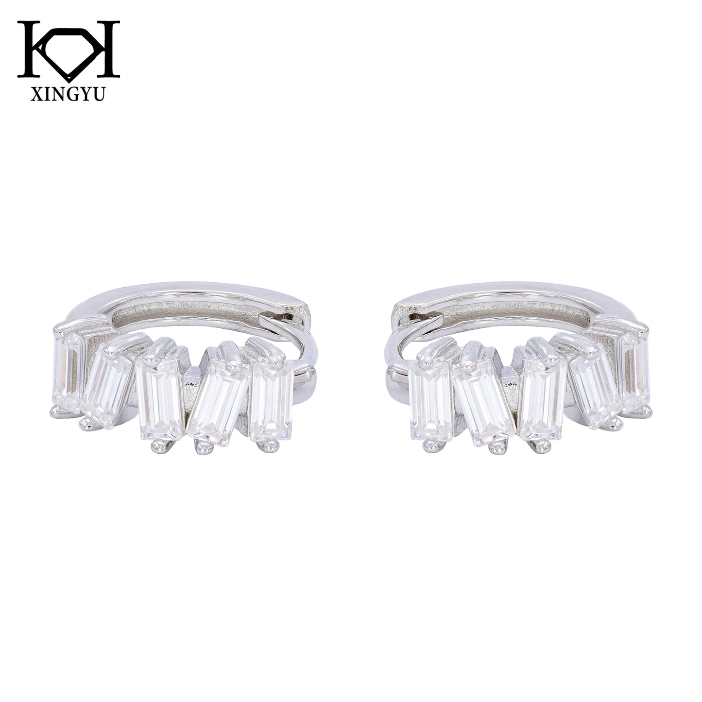 Brincos Argolinhas Prata 925 e Moissanite XYE104911