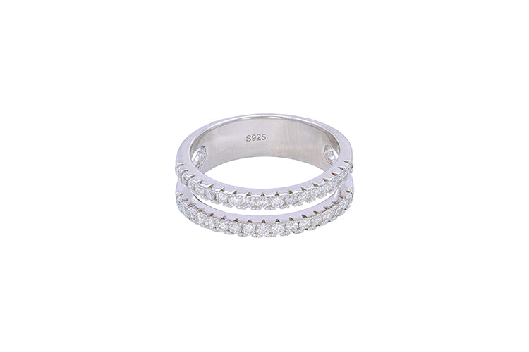 Anel Duplo Cravejado Prata 925 e Moissanite XYR101492