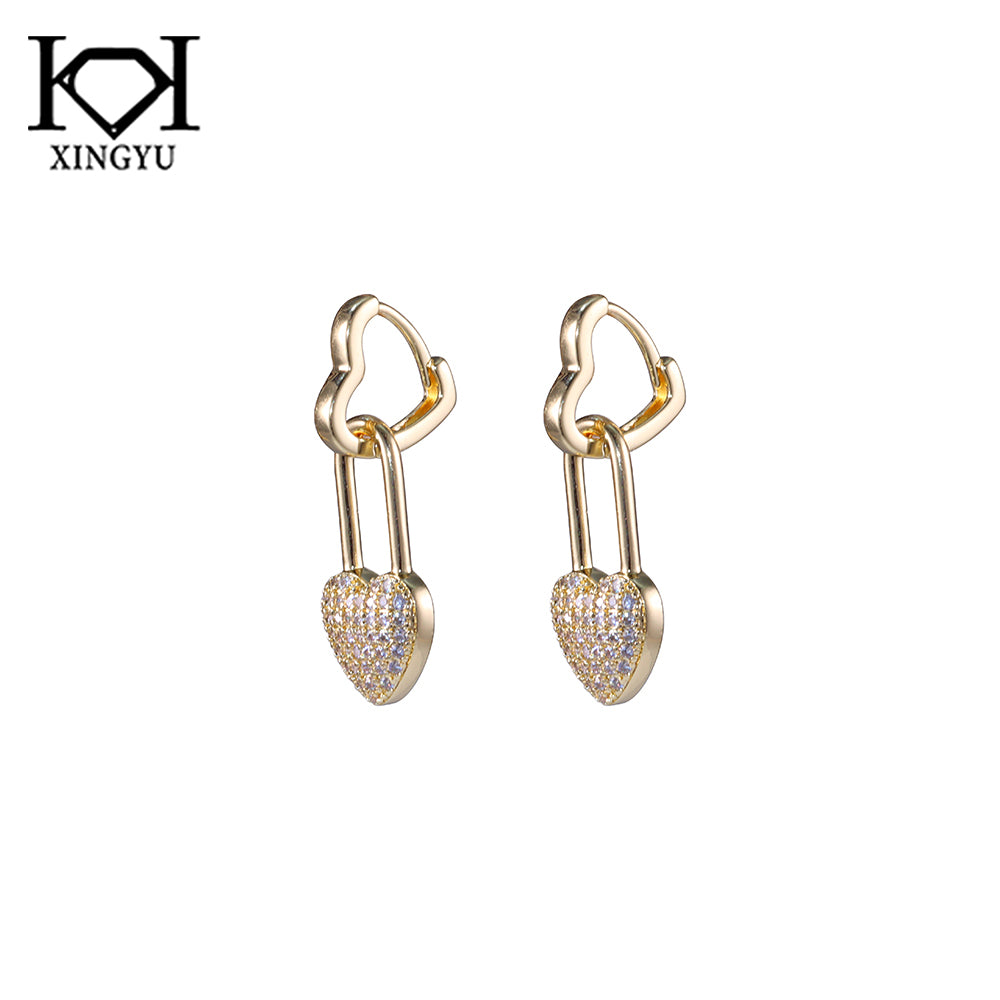 Brincos Inspiracao Coracao Cravejadao DCG0594