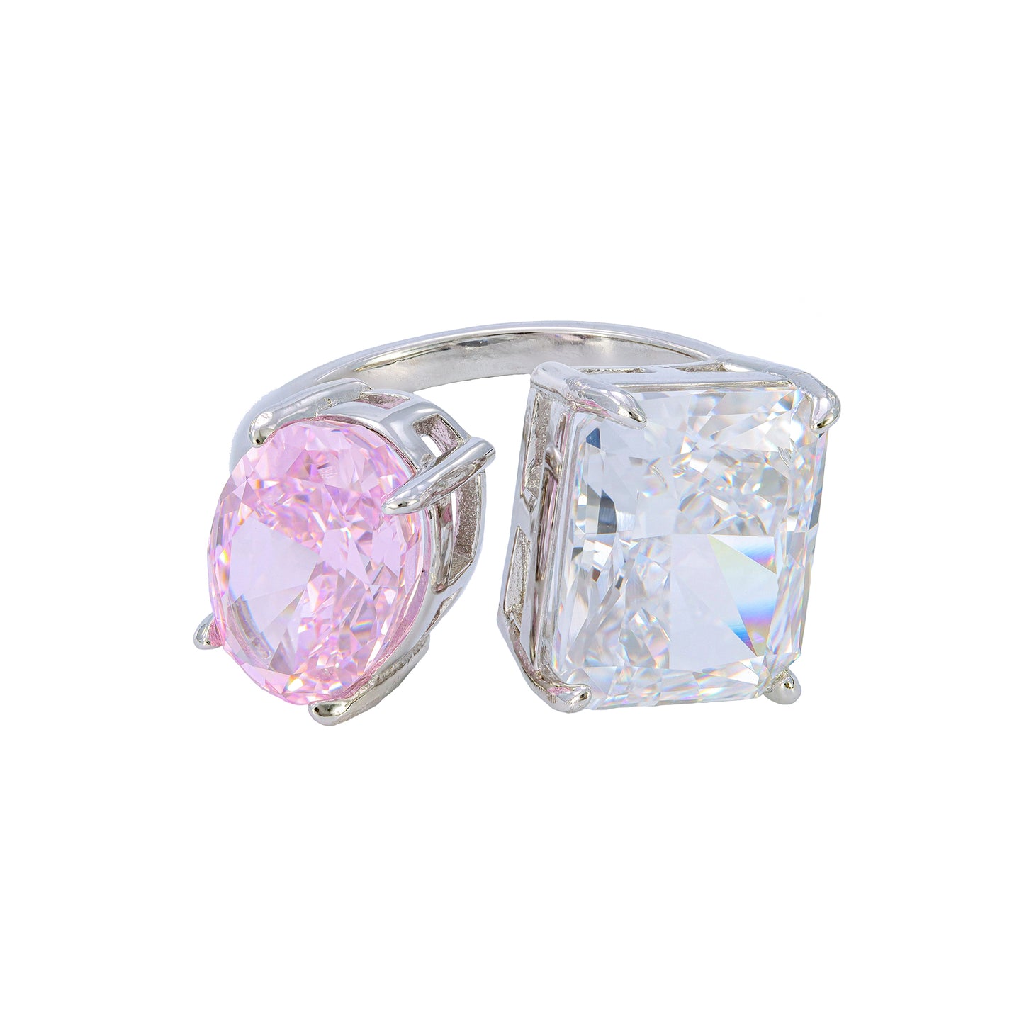 Anel Prata 925 pedra dupla ( Diamante de alto Carbono) XYR101487
